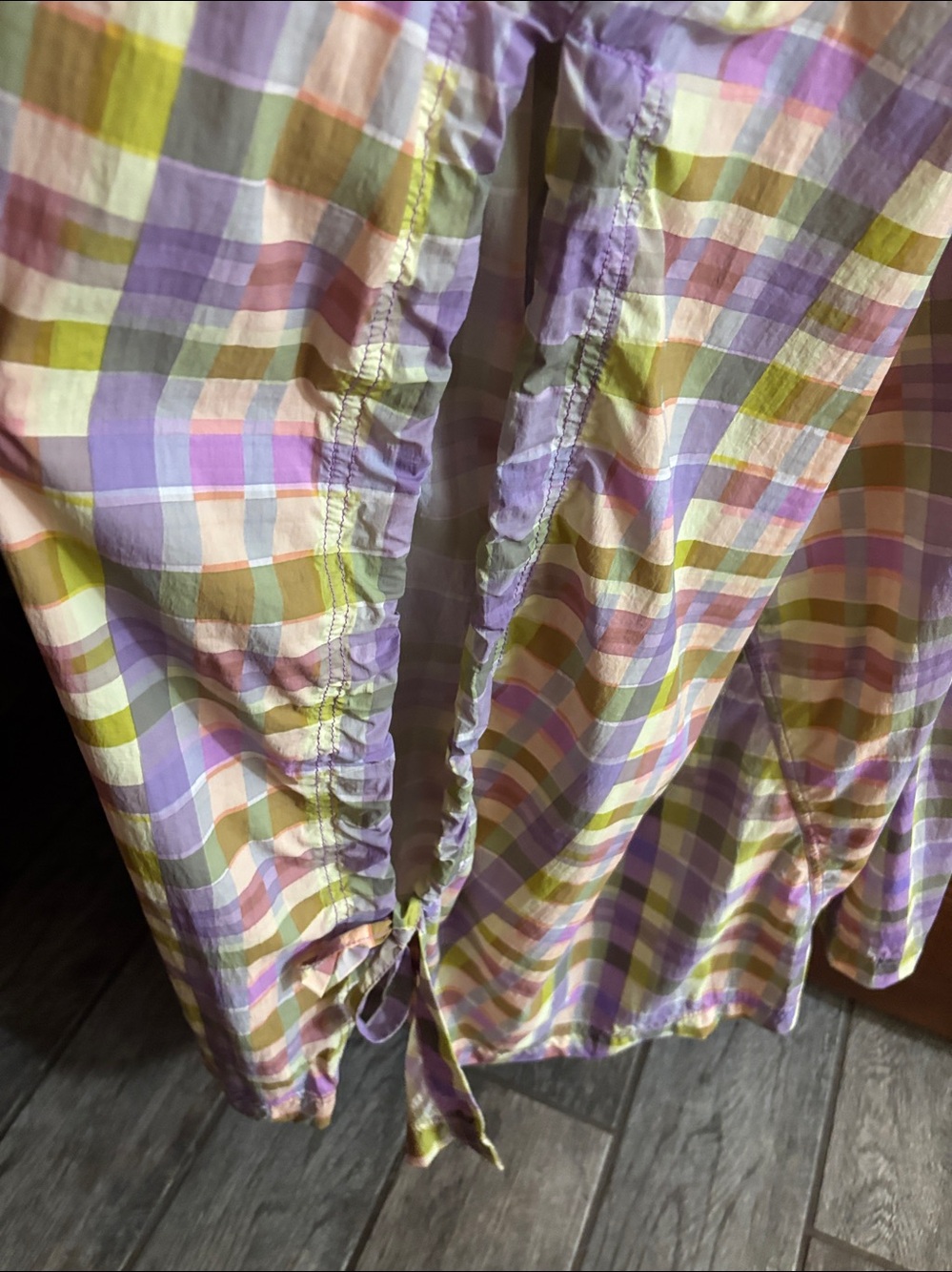 Anthropologie EVEVEST MIDI DRESS purple pink plaid XL - Picture 14 of 14
